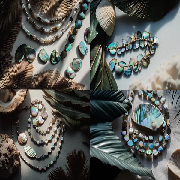 Triangular paua shell beads